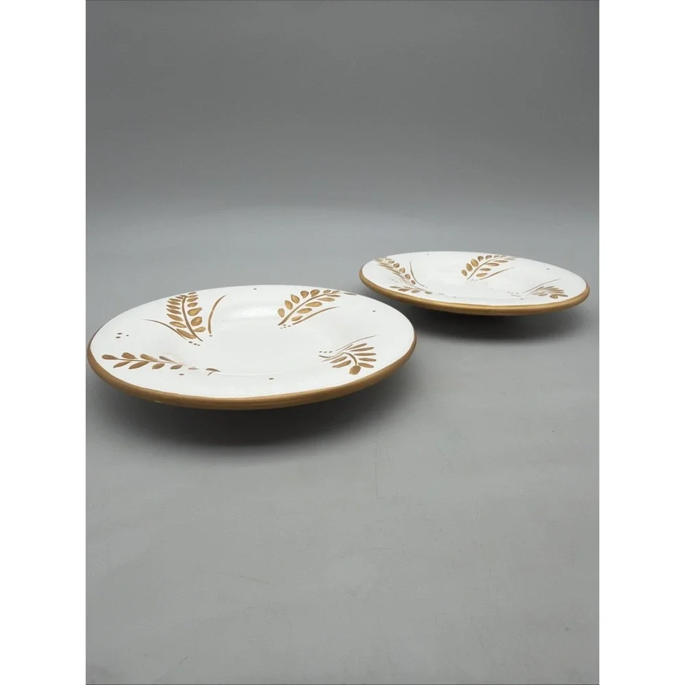 Pottery Barn Sausalito Gold Leaf Bread Dessert Salad Plates 7.5